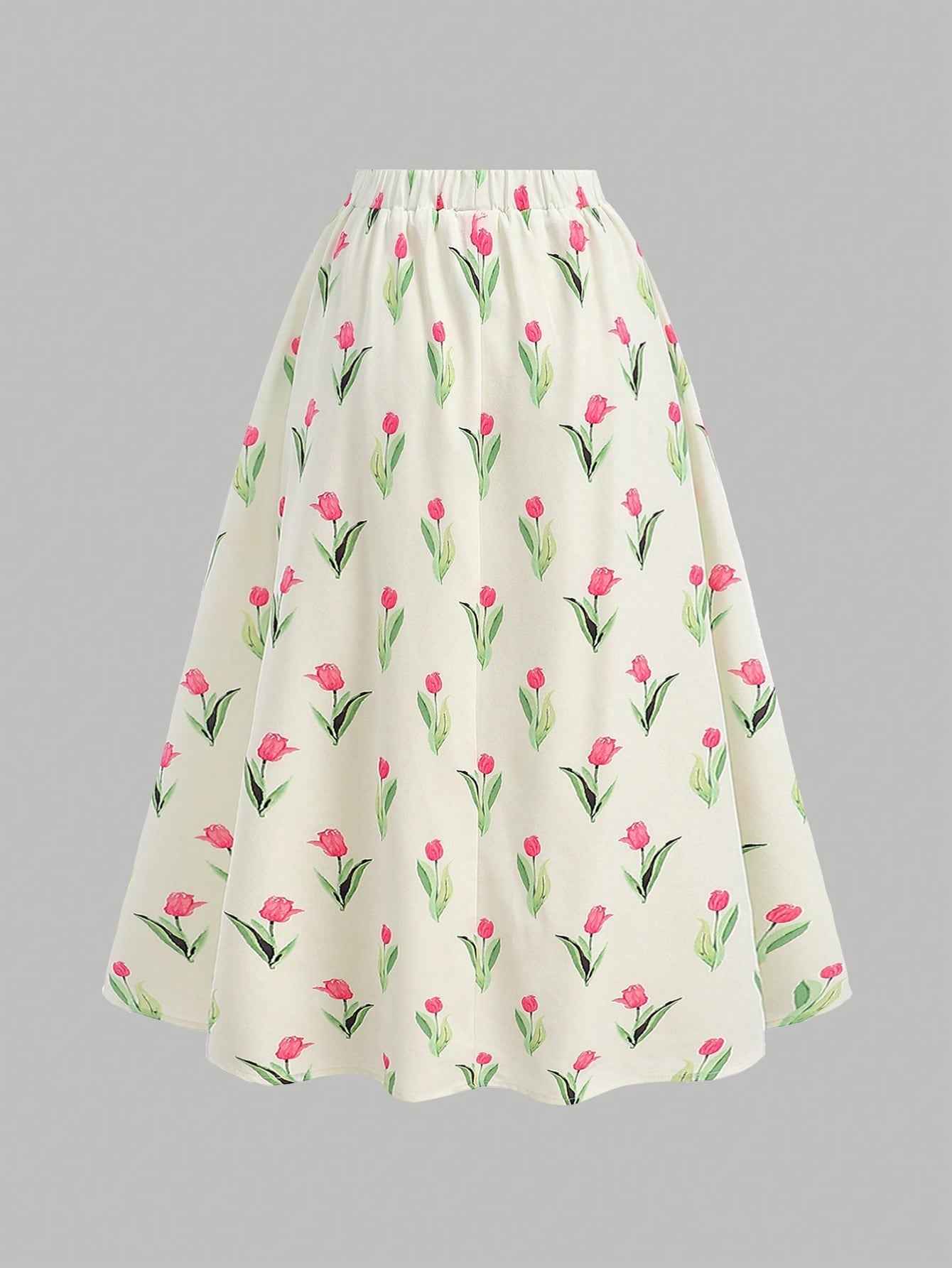Ofashions Floral Print Summer Dress for Girls with Bow Tie Straps Sleeveless Outfit