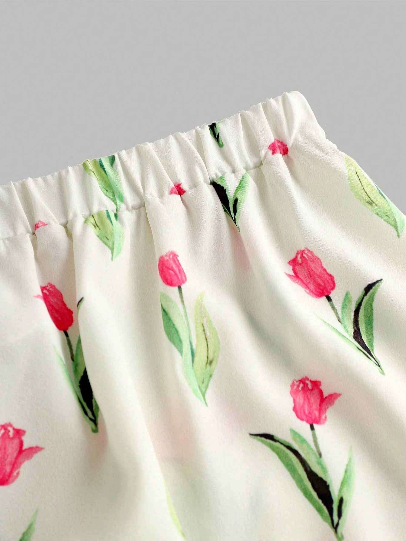Ofashions Floral Print Summer Dress for Girls with Bow Tie Straps Sleeveless Outfit
