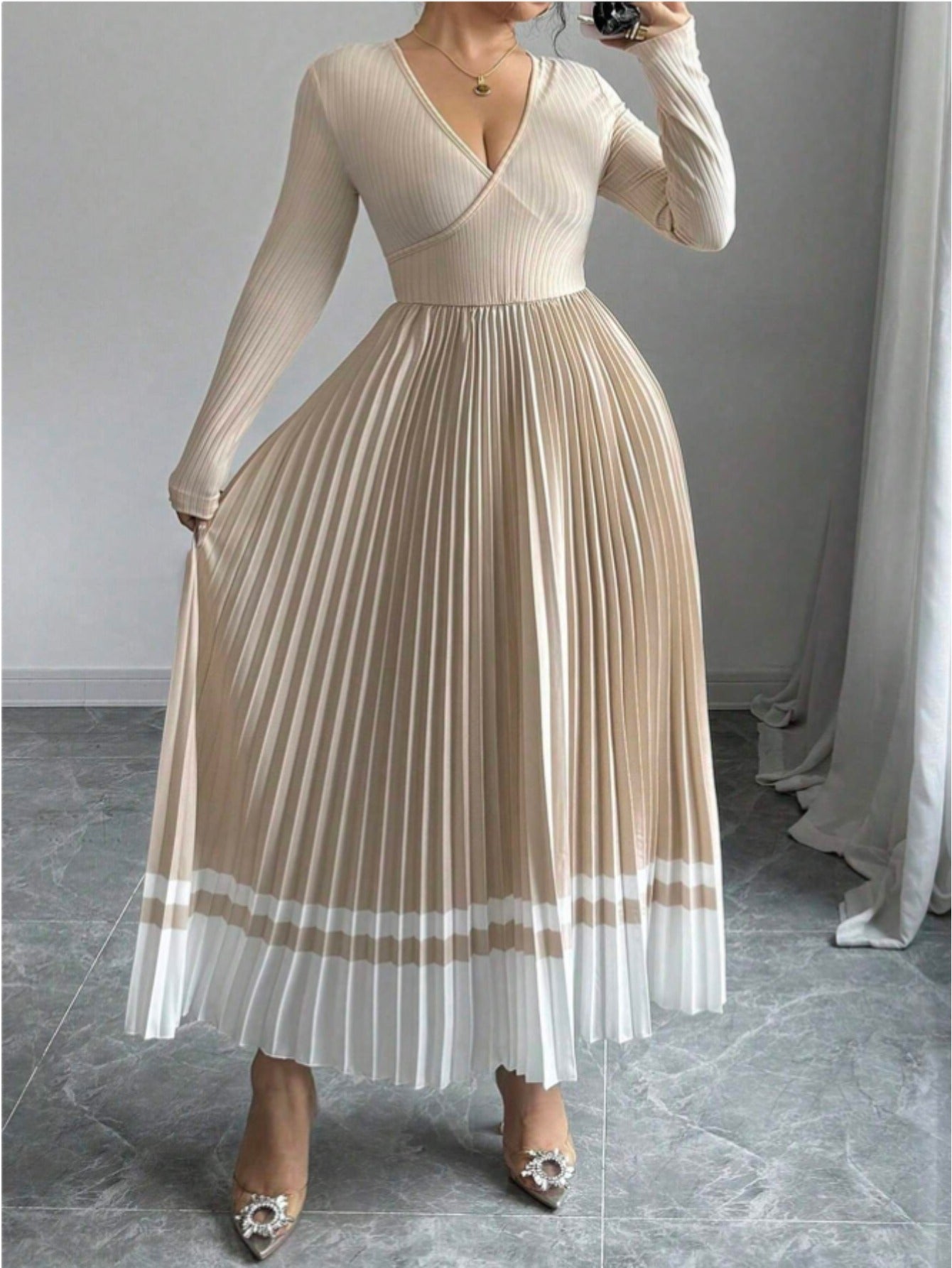 Women's Beige Formal party date dress - Ofashions