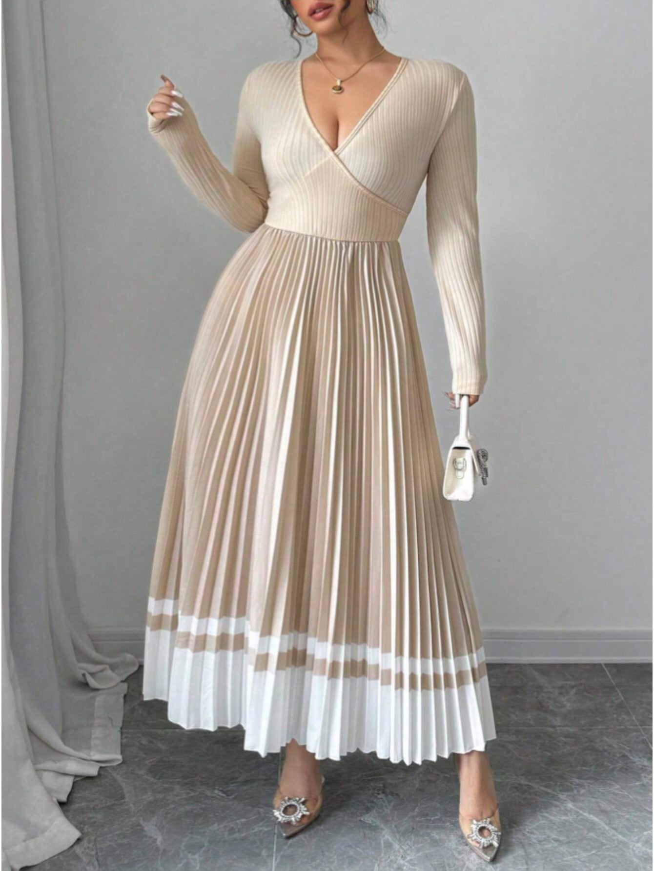 Women's Beige Formal party date dress - Ofashions